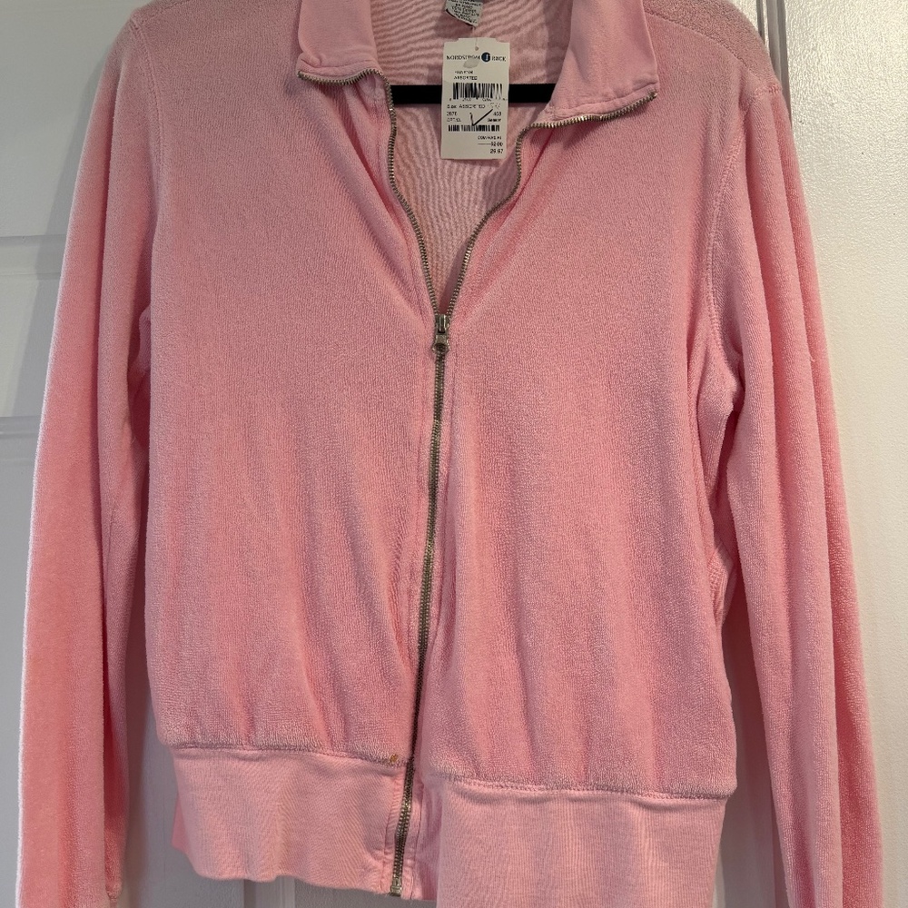 Ladies Hank pink Terry zip up jacket size LG